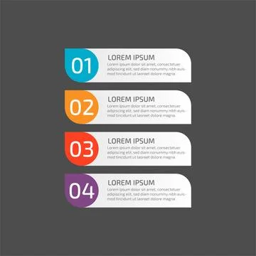 Modern Infographic template in four steps for Business. Multi-color design .. Stock Illustration