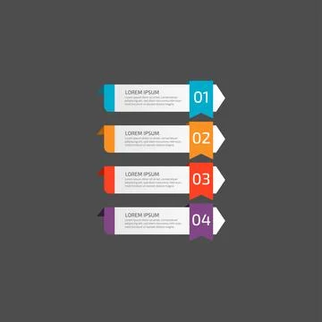 Modern Infographic template in four steps for Business. Multi-color design .. Stock Illustration