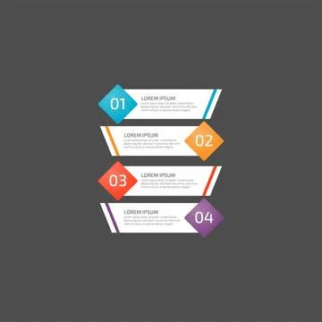 Modern Infographic template in four steps for Business. Multi-color design .. Stock Illustration