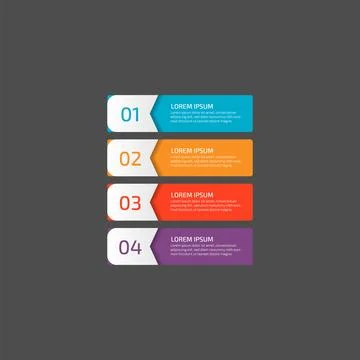 Modern Infographic template in four steps for Business. Multi-color design .. Stock Illustration