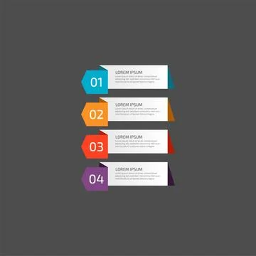 Modern Infographic template in four steps for Business. Multi-color design .. Stock Illustration