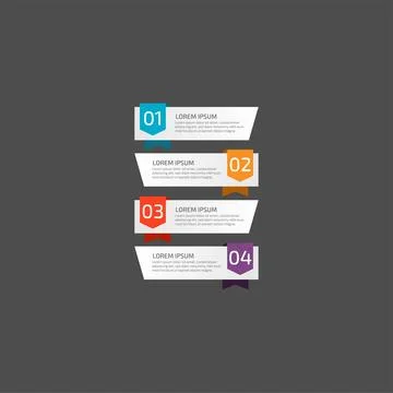 Modern Infographic template in four steps for Business. Multi-color design .. Stock Illustration