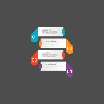 Modern Infographic template in four steps for Business. Multi-color design .. Stock Illustration
