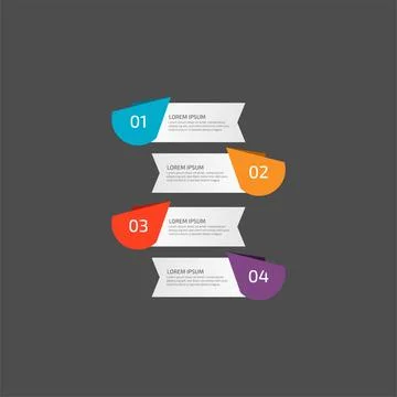 Modern Infographic template in four steps for Business. Multi-color design .. Stock Illustration