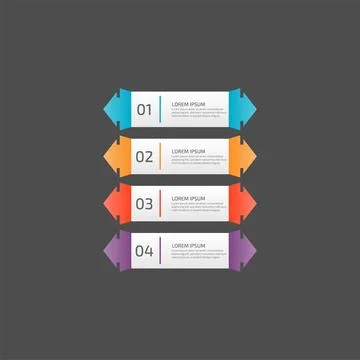 Modern Infographic template in four steps for Business. Multi-color design .. Stock Illustration