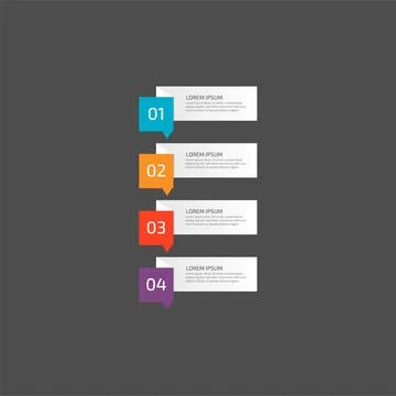 Modern Infographic template in four steps for Business. Multi-color design .. Stock Illustration