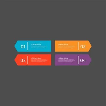 Modern Infographic template in four steps for Business. Multi-color design .. Stock Illustration
