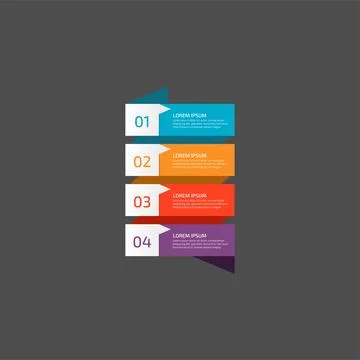 Modern Infographic template in four steps for Business. Multi-color design .. Stock Illustration