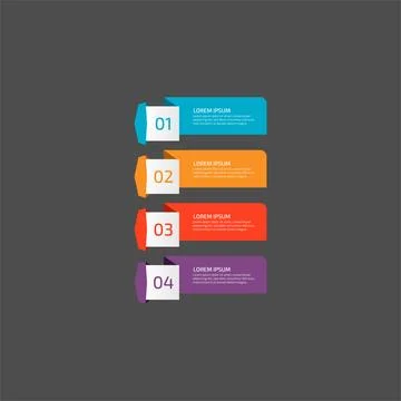 Modern Infographic template in four steps for Business. Multi-color design .. Stock Illustration