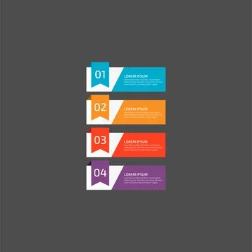 Modern Infographic template in four steps for Business. Multi-color design .. Stock Illustration