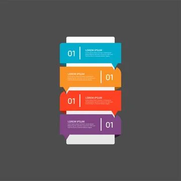 Modern Infographic template in four steps for Business. Multi-color design .. Stock Illustration