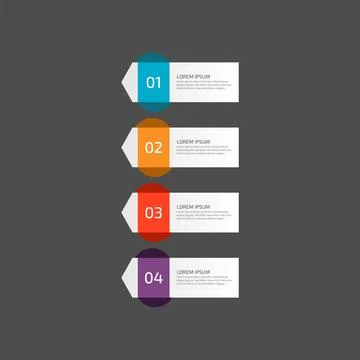 Modern Infographic template in four steps for Business. Multi-color design .. Stock Illustration