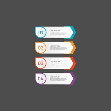 Modern Infographic template in four steps for Business. Multi-color design .. Stock Illustration