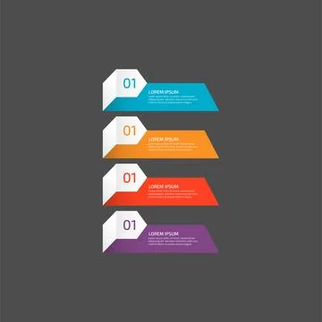 Modern Infographic template in four steps for Business. Multi-color design .. Stock Illustration