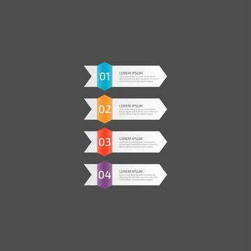 Modern Infographic template in four steps for Business. Multi-color design .. Stock Illustration