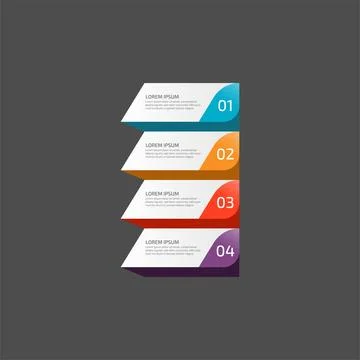 Modern Infographic template in four steps for Business. Multi-color design .. Stock Illustration
