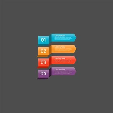 Modern Infographic template in four steps for Business. Multi-color design .. Stock Illustration