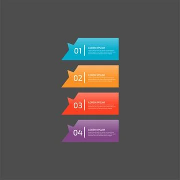 Modern Infographic template in four steps for Business. Multi-color design .. Stock Illustration