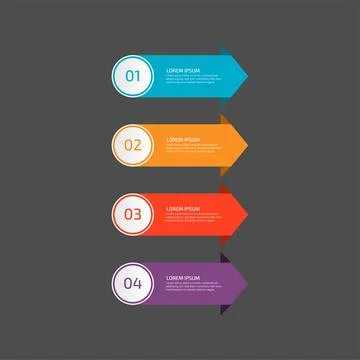 Modern Infographic template in four steps for Business. Multi-color design .. Stock Illustration