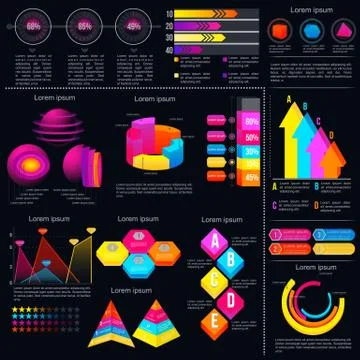 Modern infographic template with statistics graphs Stock Illustration