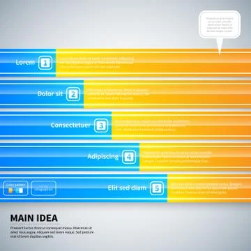 Modern infographics layout with 5 horizontal banners. Illustrazione stock