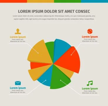 Modern infographics in a pie chart for web or print 스톡 일러스트