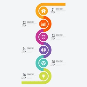 Modern infographics six circle process template Stock Illustration