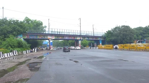 Modern Infrastructure and Bridge Architecture in Delhi Stock Footage 320384268