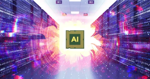 Modern infrastructure including powerful central AI chip processor. Stock Footage 332427285