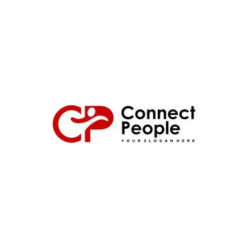 Modern initial CP CONNECT PEOPLE web logo design Stock Illustration