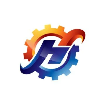 Modern Initial H Gear Logo Template vector logo icon Stock Illustration