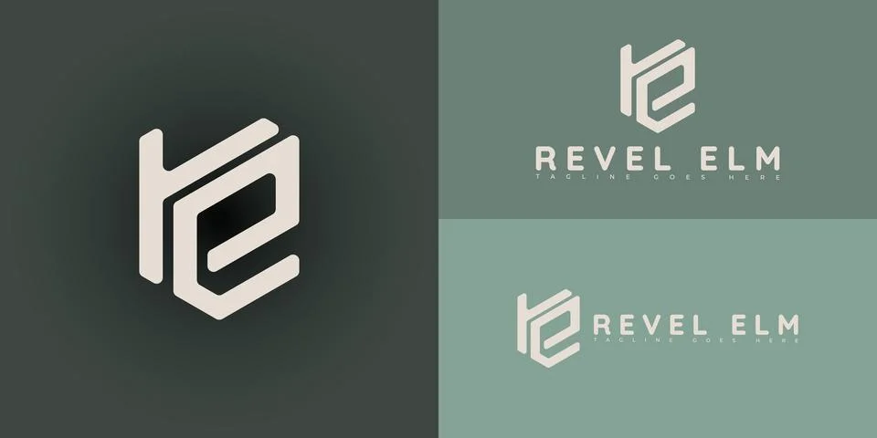 Modern initial hexagon vector letter RE or ER logo in white color Stock Illustration