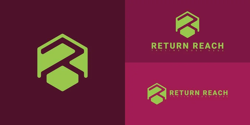 Modern initial hexagon vector letter R or RR logo in green color Stock Illustration