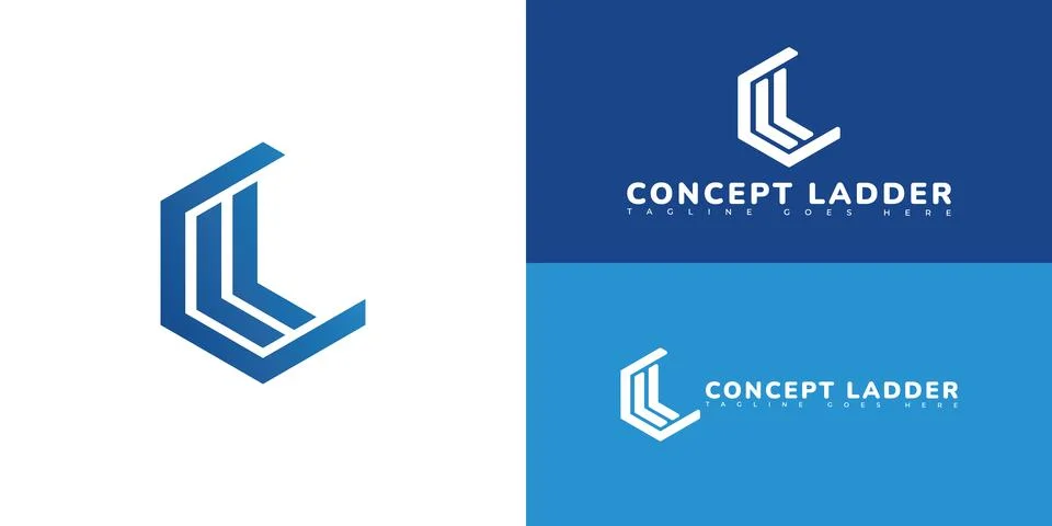 Modern initial hexagon vector letter CL or LC logo in blue color Stock Illustration