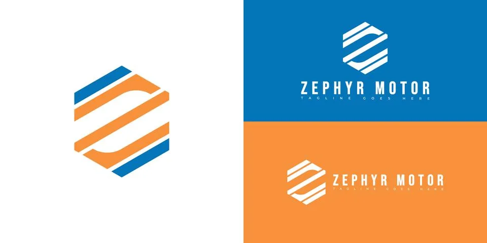 Modern initial hexagon vector letter ZM or MZ logo in blue-orange color Illustrazione stock