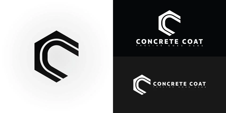 Modern initial hexagon vector letter C or CC logo in black color Stock Illustration