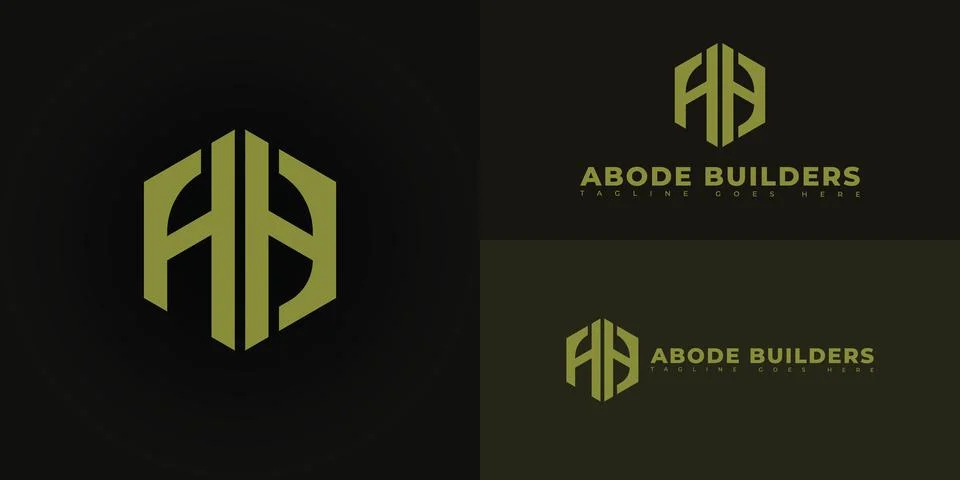 Modern initial hexagon vector letter AB or BA logo in green color Illustrazione stock