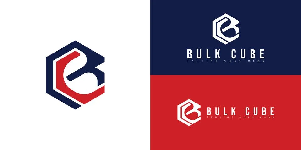 Modern initial hexagon vector letter BC or CB logo in red-blue color Stock Illustration