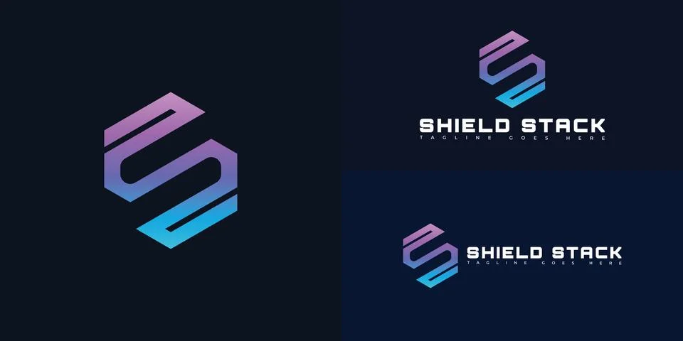 Modern initial hexagon vector letter S or SS logo in gradient color Stock Illustration