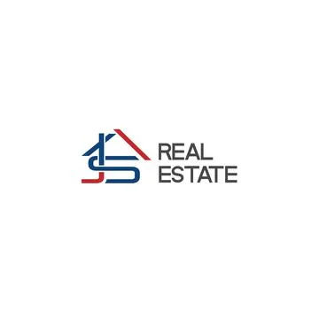 Modern initial JS REAL ESTATE home logo design Stock Illustration