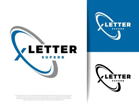 Modern Initial Letter X with Swoosh Icon, Stylish Vector Logo Design Illust.. Illustrazione stock
