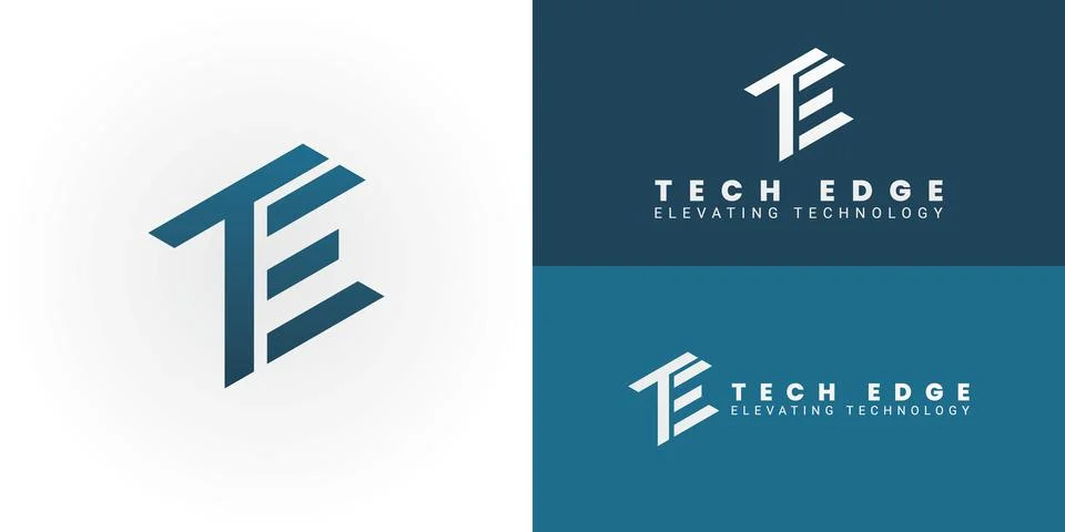 Modern initial TE logo for Technology and IT features a clean geometric design Stock Illustration