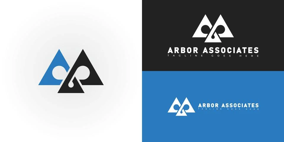 Modern initial triangle vector letter A or AA logo in blue-black color Stock Illustration