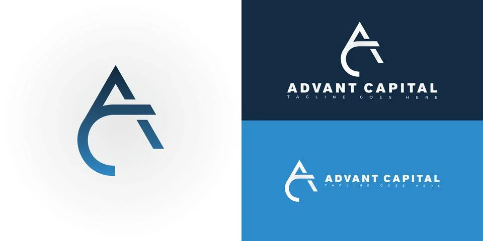 Modern initial vector letter AC or CA logo in blue color Stock Illustration
