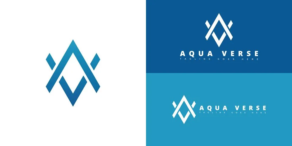 Modern initial vector letter AV or VA logo in blue color Stock Illustration