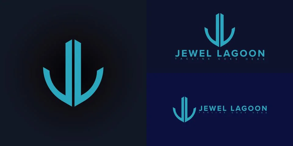 Modern initial vector letter JL or LJ logo in blue color 库存插图