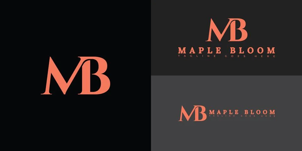 Modern initial vector letter MB or BM logo in orange color Stock Illustration