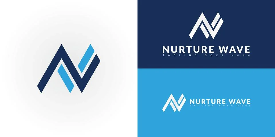 Modern initial vector letter NW or WN logo in blue color Stock Illustration