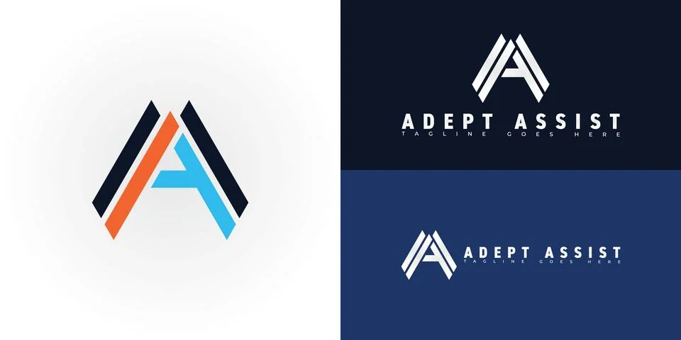 Modern initial vector letter A or AA logo in orange-blue color Stock Illustration