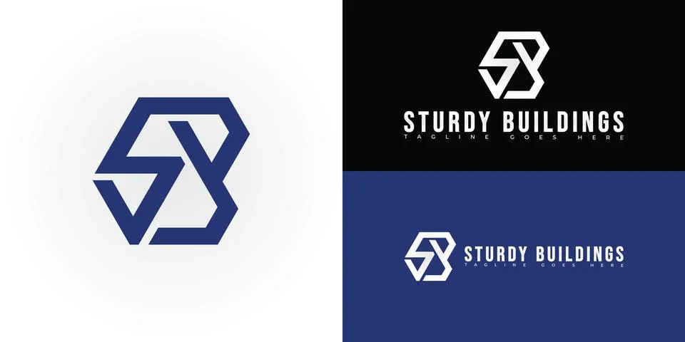 Modern initial vector letter SB or BS logo in blue color Stock Illustration